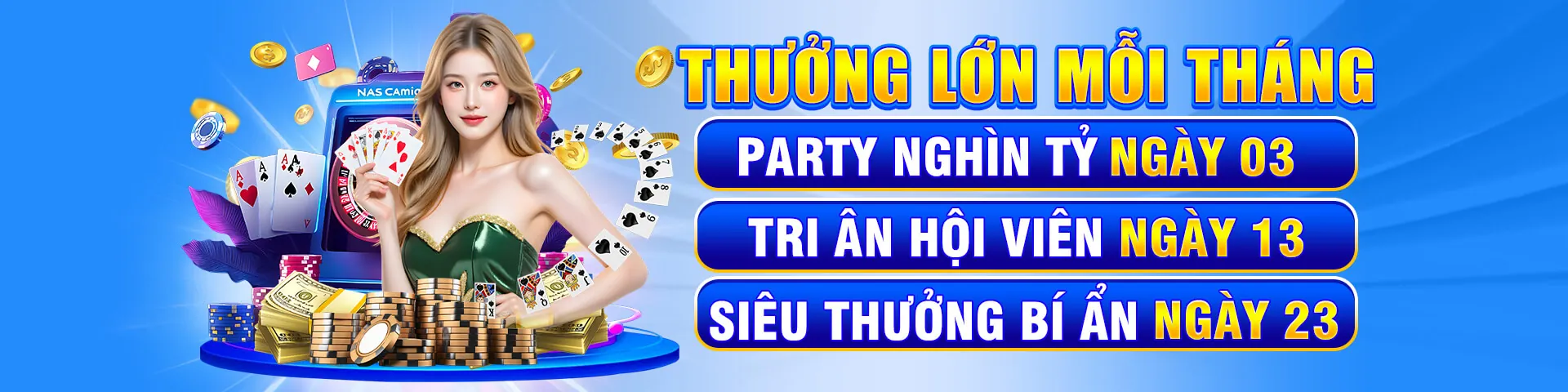 Hình ảnh chính về Trò Chơi Slot và Nổ Hũ tại neu88 casino, thể hiện sự hứng khởi và cơ hội trúng lớn với gam màu xanh vàng đặc trưng